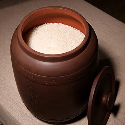 טואו רטרו אורז מתקן קרמיקה גדול קיבולת אטום דגנים אחסון מיכל עם מכסה תבואה מתקן מתאים למטבח סויה, תירס, קמח, סוכר,