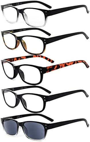 כוורן קלאסי קריאת משקפיים לגברים 5 חבילה אביב צירים קוראים כולל קריאת משקפי שמש +2.50