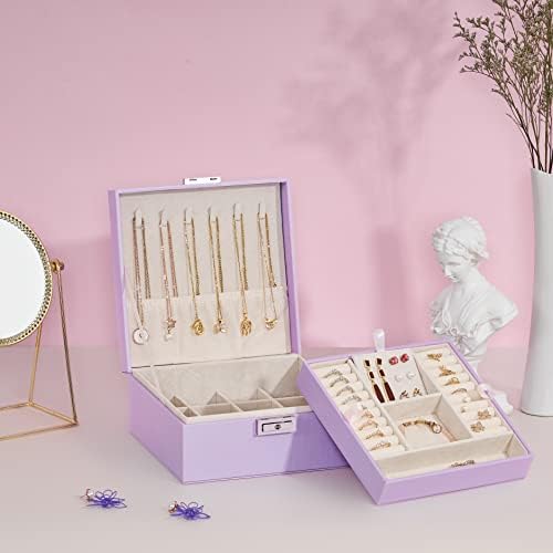 קופסת תכשיטים בוישום לנשים בנות, ארגון תכשיטים קופסא מתנות אידיאליות לנשים, נערות עגיל עגיל קופסאות תכשיטים