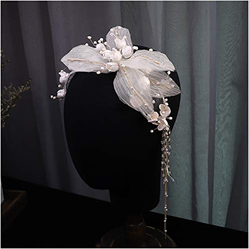 פרח חרוזים ציצית בגימור הכלה חתונה כיסוי ראש סטודיו איפור סגנון נשים שיער קישוט