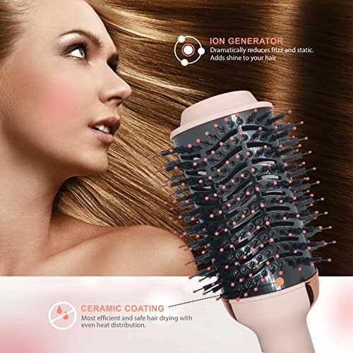 מברשת אוויר חם של זברני - מברשת מייבש שיער שלב אחד ונפח - יעילות אנרגיה רב -פונקציונאלית יעילות שיער