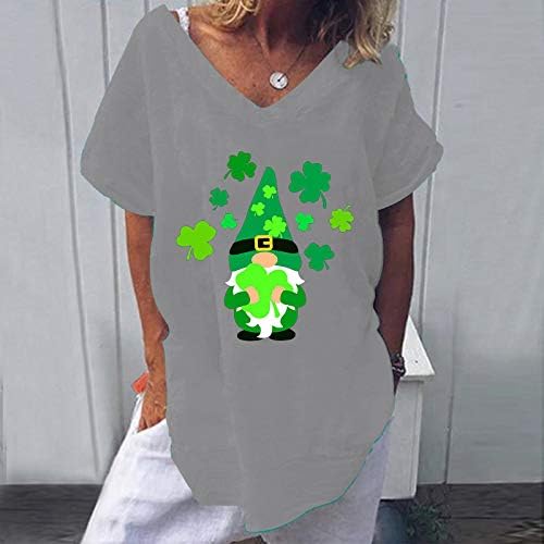 חולצות נשים מצחיקות נ 'צוואר גנום הדפס חולצת שרוול ירוק