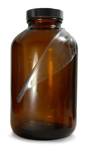 QORPAK GLC-02285 מצופה בטיחות זכוכית ענבר רחבה בקבוק אריזת פה רחבה עם 45-400 עיסת פנולית שחורה/כובע מרופד