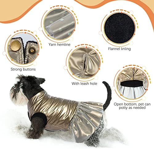 שמלת כלבים חורפית אטומה למים, מעיל כלב חורפי חם במיוחד, שמלת סוודר כלבי פליס עם כפתורים, מעיל כלב