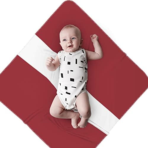 שמיכת דגל לטביה של דגל לתינוקות מקבלת שמיכה לעטיפת כיסוי חוט -יילוד של תינוקות