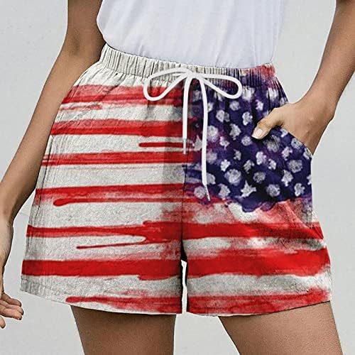 מכנסיים קצרים 4 ביולי לנשים קיץ קיץ דגל אמריקאי מכנסיים קצרים רופפים בכושר מותניים גבוה
