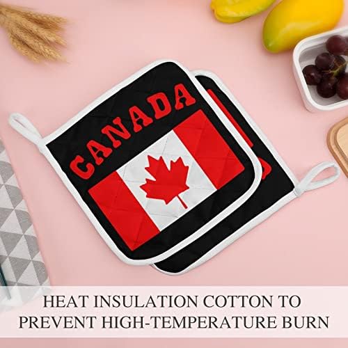 מחזיקי סיר דגל קנדה עמידים בפני רפידות חמות חמות למטבח בישול סט דו חלקים