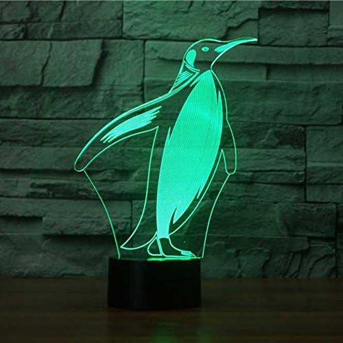 תלת מימד פינגווין אור אור USB מתג מגע תפאורה מנורה חיה שולחן שולחן שולחן שולחן מנורות אשליה אופטית
