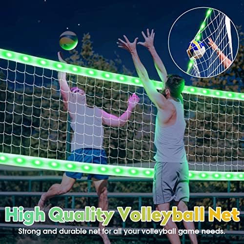 יפיטיס לד רשת כדורעף מקצועית, אור עד 32 על 3 רגל רשת כדורעף ניידת חיצונית עם שלט רחוק, זוהר