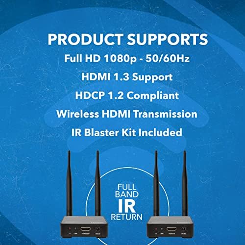 OREI אלחוטי HDMI משדר ומקלט HDMI - עד 300 רגל - טווח ארוך - מושלם לסטרימינג ממחשב נייד, מחשב, כבל, נטפליקס,