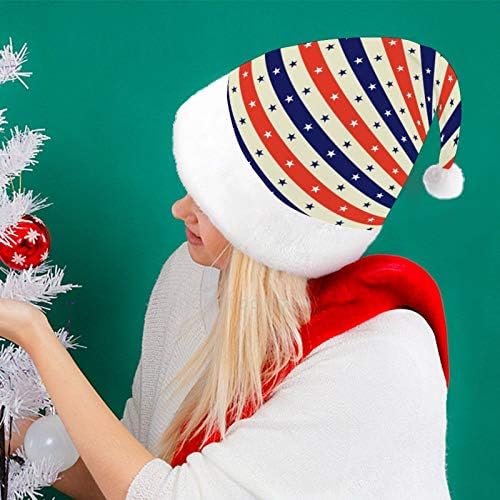 חג המולד סנטה כובע, אמריקאי דגל כוכבים חג המולד חג כובע למבוגרים, יוניסקס נוחות חג המולד כובעי
