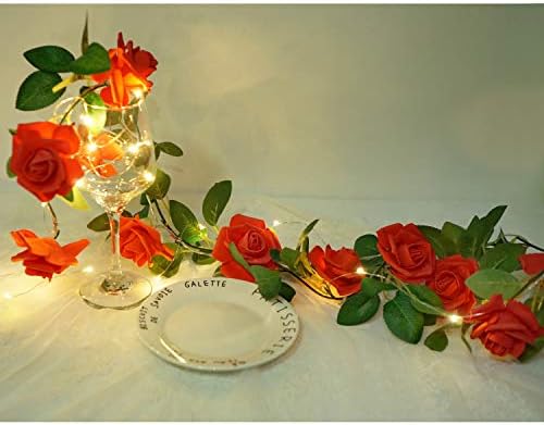 אורות מיתרים ורדים מופעלים על סוללות או USB מופעלים עם שלט רחוק, אורות פיות ורדים אטומים למים לחדר שינה, חג המולד,