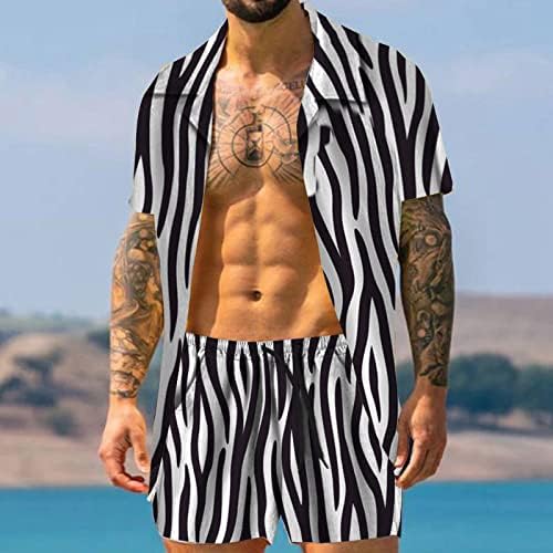 BMISEGM חולצות גברים קיץ אופנת קיץ גברים מזדמנים הוואי נמר הדפס חוף ים חופשה חופשה קצרה