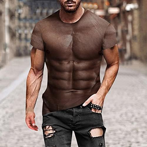חייל XXBR חולצות שרוול קצר לגברים, שרירים תלת מימדיים מודפסים אימון אתלטי כושר חולצת טריקו צווארון קרניול צמרות