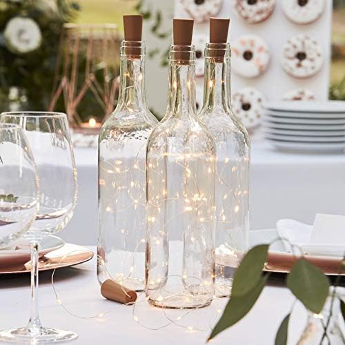 ג'ינג'ר ריי ריי חתונה בוטני אורות בקבוק פקק אורות שולחן, 3 חבילה