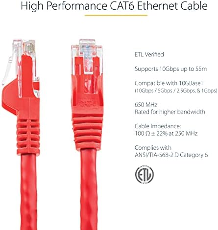 Startech.com 3M כבל אתרנט CAT6 - Cat Orange 6 Gigabit Ethernet Wire -650MHz 100W POE ++ RJ45 UTP קטגוריה