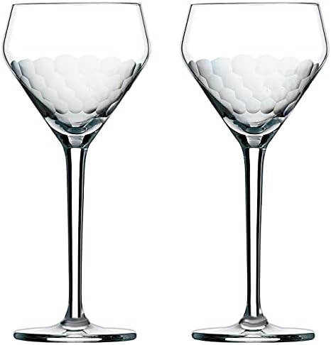 אמלה איקס אוסף הברפלי המשכיל קופה זכוכית דמעה ביד זכוכית קוקטייל ניק ונורה - 6 אונקיות, סט של 2 כוסות מרטיני