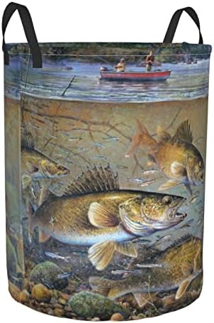 דיג אגם דייגים כביסה סל עגול כביסת עם ידית עבור שינה אמבטיה כביסה