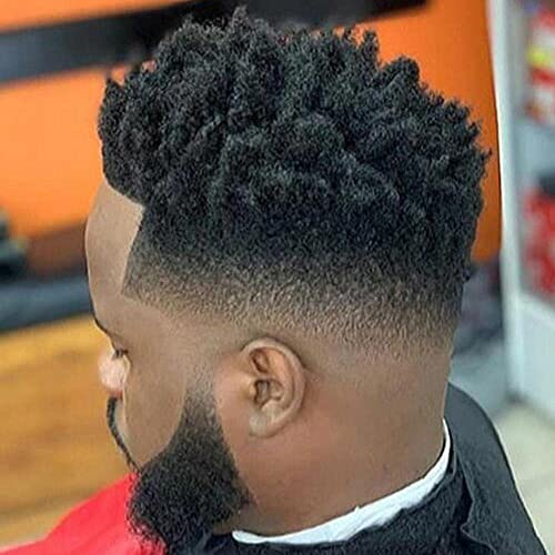 פאה אפרו שמח לגברים שחורים שיער טבעי פאות אפריקאיות אמריקאיות פאה לשיער זכר עור מלא 8 על 10 אינץ