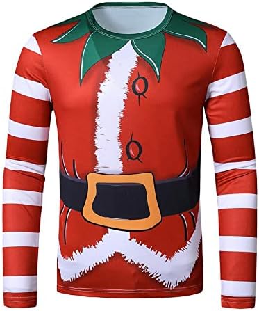 חולצות טריקו לחג המולד של XXBR לגברים, תלת מימד מצחיק חג המולד סנטה קלאוס הדפס ג'נטלמן עניבת תלבוש