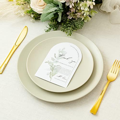 חתונה ירוקה בעיצוב קשת קריסקי תודה מקם כרטיסי הגדרה, 50 יח', סידורי שולחן חתונה אופנתיים ואלגנטיים וקישוטי