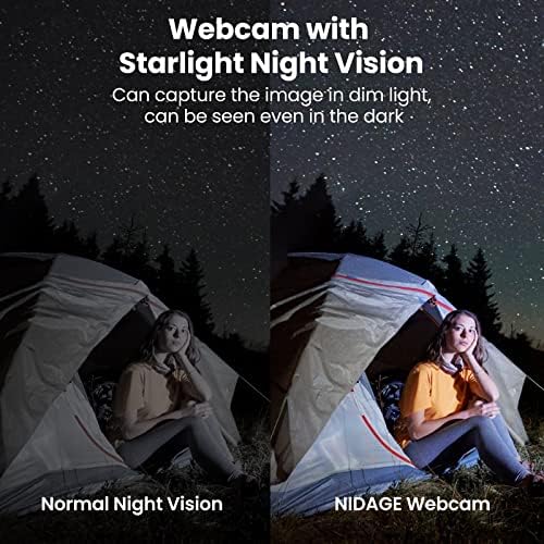 מצלמת ראיית לילה צבעונית עם מיקרופון, מצלמת פוקוס ידנית 1080 אינץ ' לשולחן עבודה / מחשב נייד, מצלמת אינטרנט