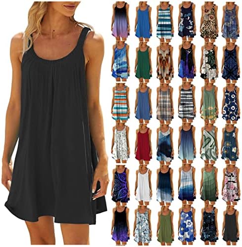 שמלות קיץ של פיינסי לנשים 2023 שמלת טנק חוף מזדמן אופנה הדפס פרחוני דפוס בוהו שמלת שרוולים ללא שרוולים