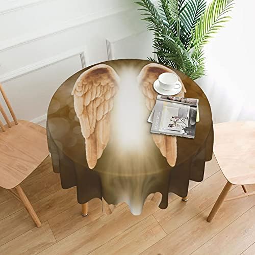 מלאך כנף עגול מפת שולחן 60 סנטימטרים, שמן עמיד, קמטים עמיד, רחיץ, אופנתי מפת שולחן, מתאים שולחן מסיבות