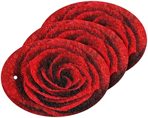 יום האהבה של קיגאי אדום ורד אדום שאינו מקרצנים ספוגים, ספוג קרצוף דו צדדי כפול לשטיפת כלים ומטבח ניקוי, 3 חבילות