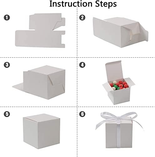 קוטופר 12 יחידות קופסאות לטובת חתונה, קופסאות מתנה מנייר 3 על 3 על 3 אינץ ' קופסאות מתנה קטנות עם סרטים קופסאות