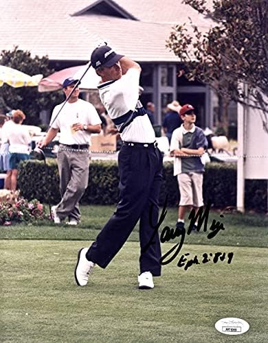 לארי מיז חתימה יד חתומה 8x10 תמונה JSA מוסמכת PP75099 מאסטרס PGA TOUR גולף גולף