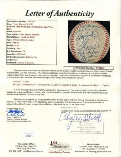 בייסבול וינטג 'רשמי של NY Mets NL משנת 1986. - כדורי בייסד חתימה