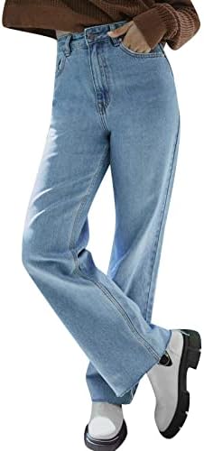 מכנסי נשים אוייאובוב, נשים מכנסי ג'ינס רחבים ברגליים ישר מכנסיים ג 'ג'ינס במותניים נמוכות וינטג' מכנסיים