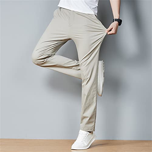 Maiyifu-GJ גברים רזים נמתחים מכנסיים מזדמנים בצבע אחיד חליפת נוחות רזה מכנסיים קמטים קמטים עמידים בפני מכנסיים