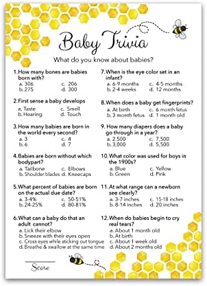 משחק מקלחת לתינוקות דבורה-משחק טריוויה לתינוקות-חבילה של 25-אמא לדבורה דבורה דבורה דבורה ניטרלית צהובה