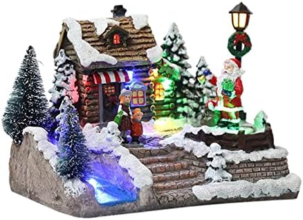 פרקס קופסאות קופסאות מוסיקה לחג המולד, קישוטי חג המולד של סצנת השלג עם רקע אור LED מופעל לקישוט