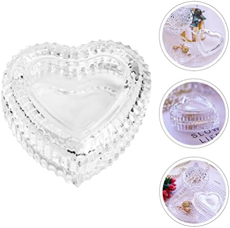 קבילוק קריסטל זכוכית לב בצורת אחסון תיבת בולט תכשיטי תיבת סוכריות קופסא עם מכסה