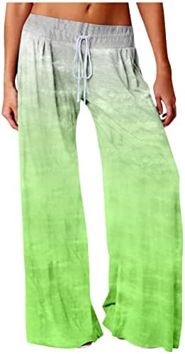 מכנסי נשים HDZWW פלוס גודל רופף צבע מוצק רחב רגל רחב קיץ מותניים אלסטיים נוחים מגניבים