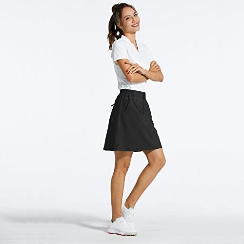 חצאיות Skorts בגודל 18 אינץ 'של נשים באורך ברך אורך ברך ארוך גולף גולף עם כיסים חצאיות יבשות מהירות קיץ