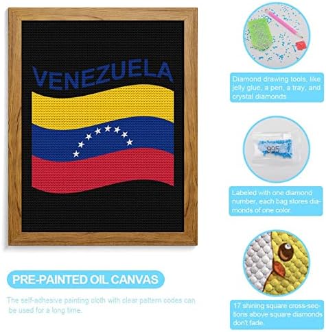דגל של וונצואלה ציור יהלומים עגול ציור ערכות תמונות עם מלאכת אמנויות מסגרת לעיצוב קיר ביתי