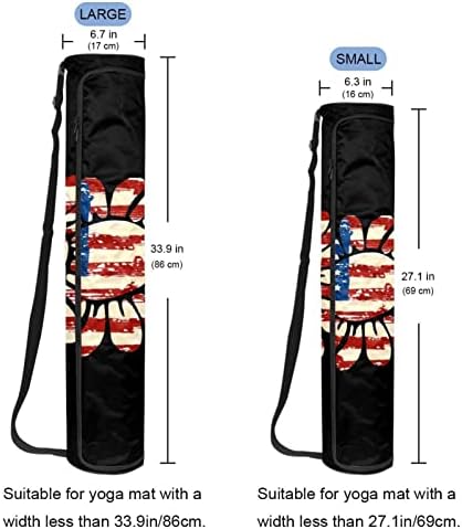 דגל אמריקאי של חמניות יוגה מחצלת שקיות מלא רוכסן יוגה לשאת תיק לנשים גברים, תרגיל יוגה מחצלת עם רצועה