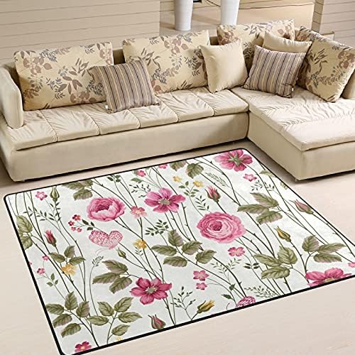 שטיחי פרפר פרחים שטיחים שטיחים גדולים של שטיחי פליימט שטיח לילדים לחדר חדר שינה חדר שינה 80 x 58 אינץ ',