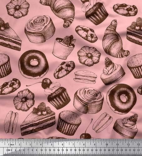 קאפקייק בד ג 'רזי כותנה סוימוי, סופגנייה ועוגיות עיצוב מזון בד מודפס חצר 58 אינץ' רחב