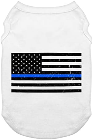 טנק כלב קו כחול דק - חולצת טריקו לכלב משטרה - בגדי כלבי דגל ארהב