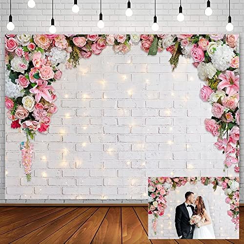 אייבין 8 * 6 רגל לבן פרחים קיר ורוד פרחוני צילום רקע לחתונה כלה מקלחת אירוסין טקס תמונה רקע תינוקת יום