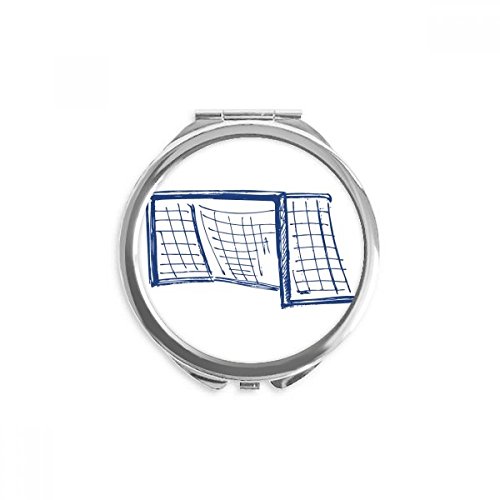 כחול כדורגל דלת נטו דפוס יד קומפקטי מראה עגול נייד כיס זכוכית