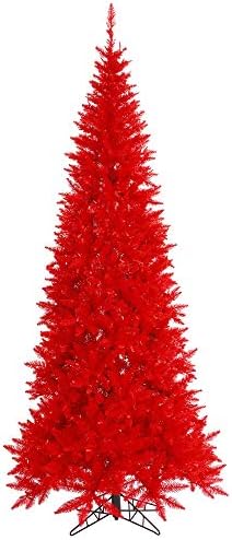 Vickerman 4.5 'אדום אשוח אדום רזה עץ חג המולד מלאכותי לא מונה, עיצוב בית מקורה עונתי