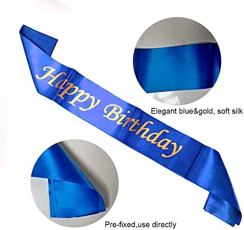יוג'יאונלי קישוטי מסיבת יום הולדת 40 כחול יום הולדת שמח כסף בלונים מספר כחול מספר עוגת טופר לטקס ובלוני