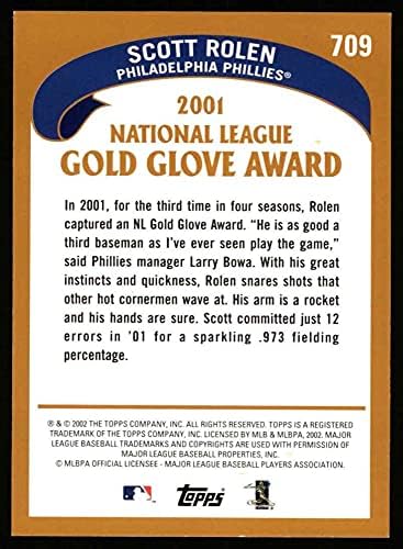 2002 Topps 709 כפפת הזהב סקוט רולן פילדלפיה פיליז NM/MT Phillies