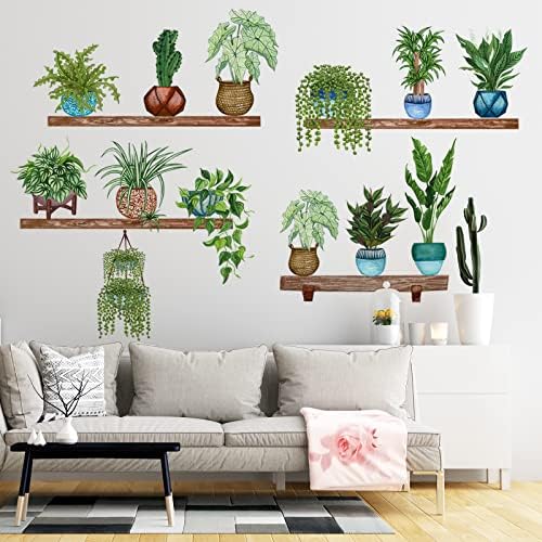 צמחים טרופיים מדבקות קיר ירוק עציץ צמח מדבקות קיר נשלפות ציורי אמנות DIY למשפחה רקע רקע רקע קיר